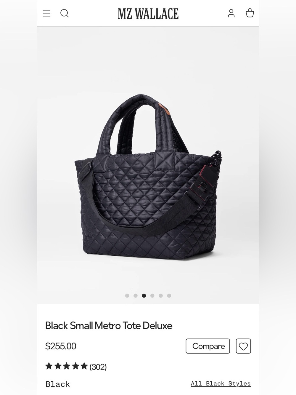 MZ Wallace Quilted Black Metro Tote Deluxe Crossbody Bag with Detachable Strap - Picture 3 of 16